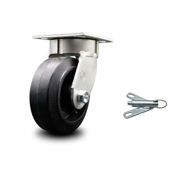 5 Inch Kingpinless Rubber on Steel Wheel Swivel Caster with Swivel Lock SCC